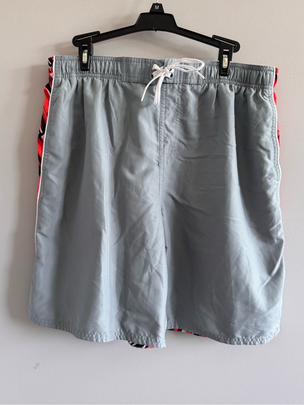 Nike Swim Trunks Board Shorts XL Gray Red Drawstring Swimwear